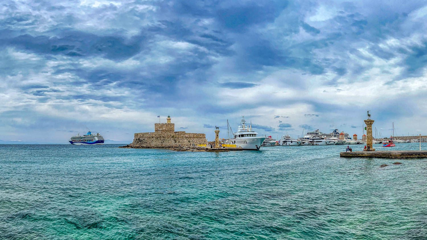 Entrance to the Mandraki Harbor