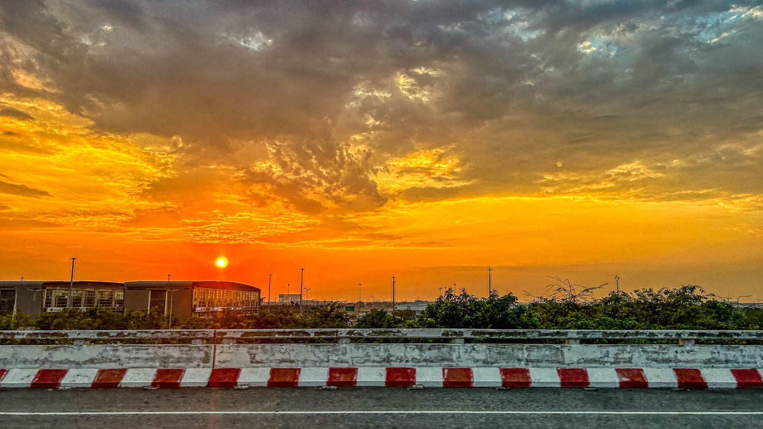 Sunset on the road from the Bangkok airport