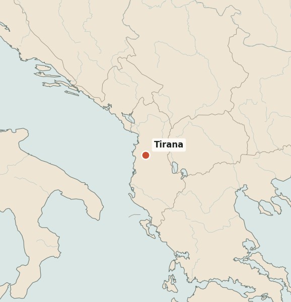 Locator map for Tirana