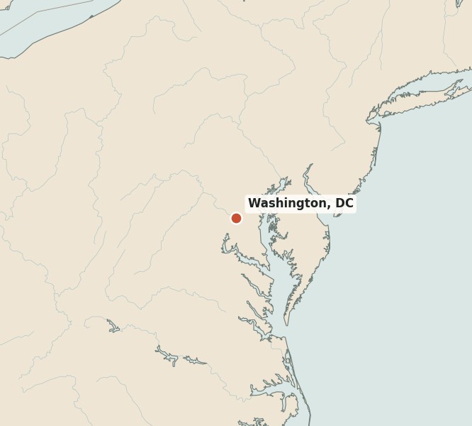 Locator map for Washington, DC